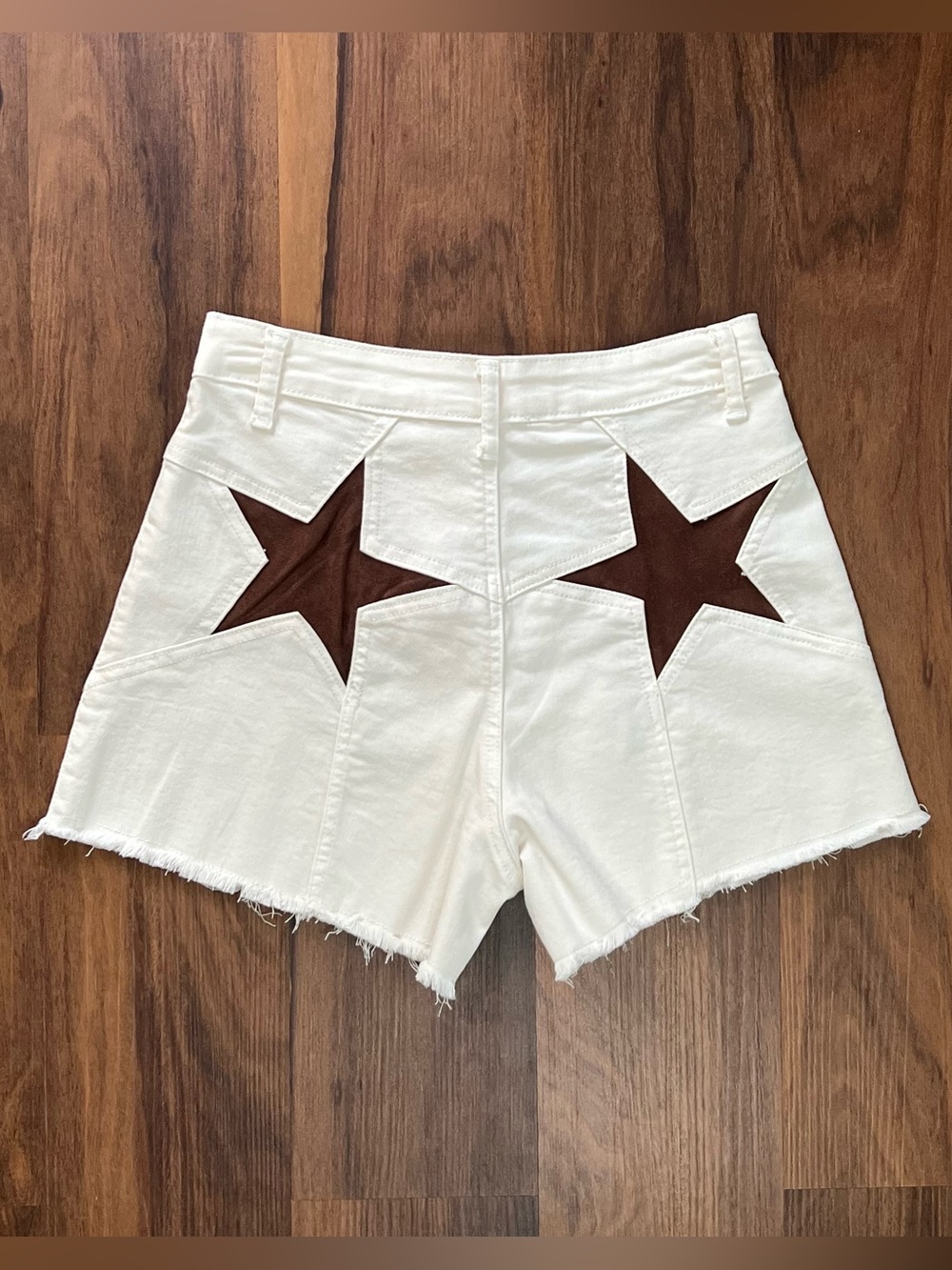 Saints & Hearts white high waisted bareback shorts